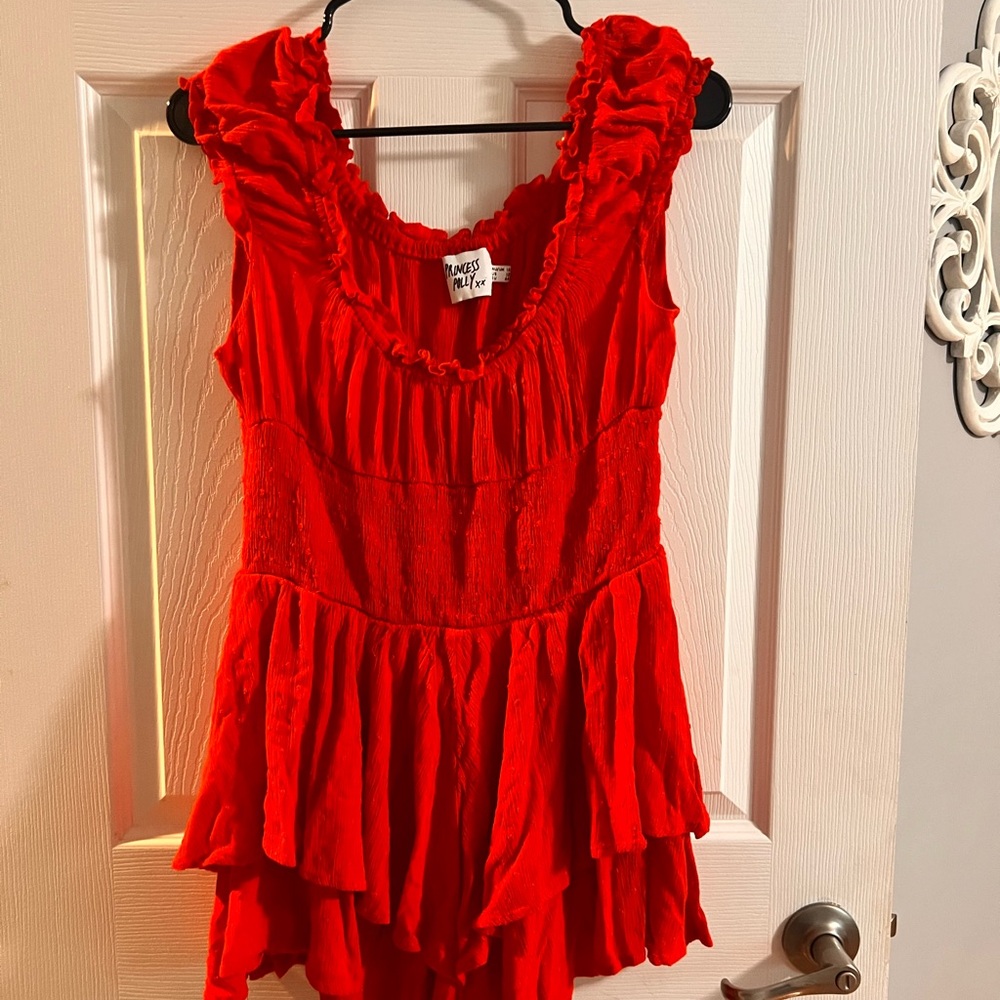 Princess Polly Red Ruffle Romper